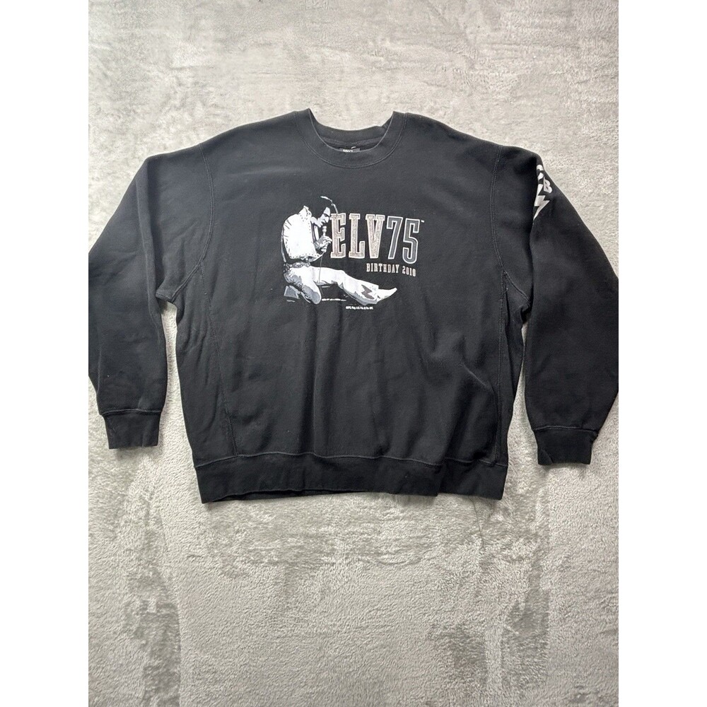 Elvis Presley ELV75 Birthday 2010 Graceland Sweatshirt XXL Black TCB Memphis TN